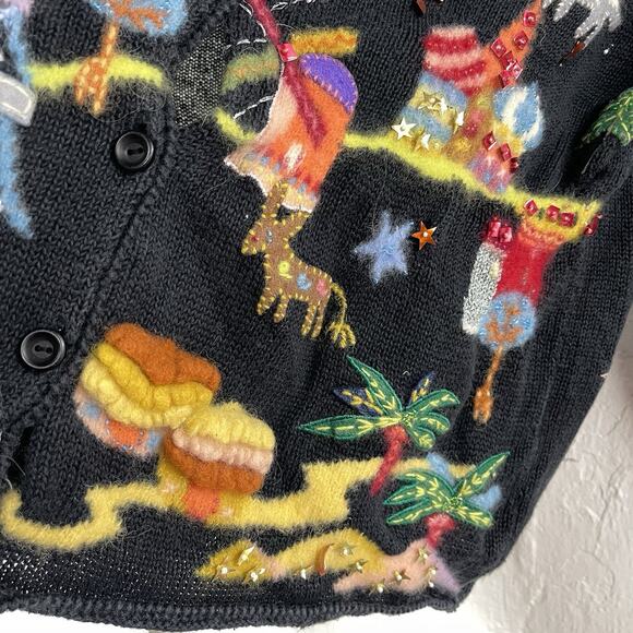 Not So Ugly Christmas Sweater Northern Isles M Colorful Around The World Santa - Picture 7 of 12